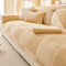 Plush Cream Geometric All Seasons Non-Slip Sofa Cover