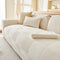 Plush Cream Geometric All Seasons Non-Slip Sofa Cover