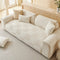 Plush Cream Geometric All Seasons Non-Slip Sofa Cover