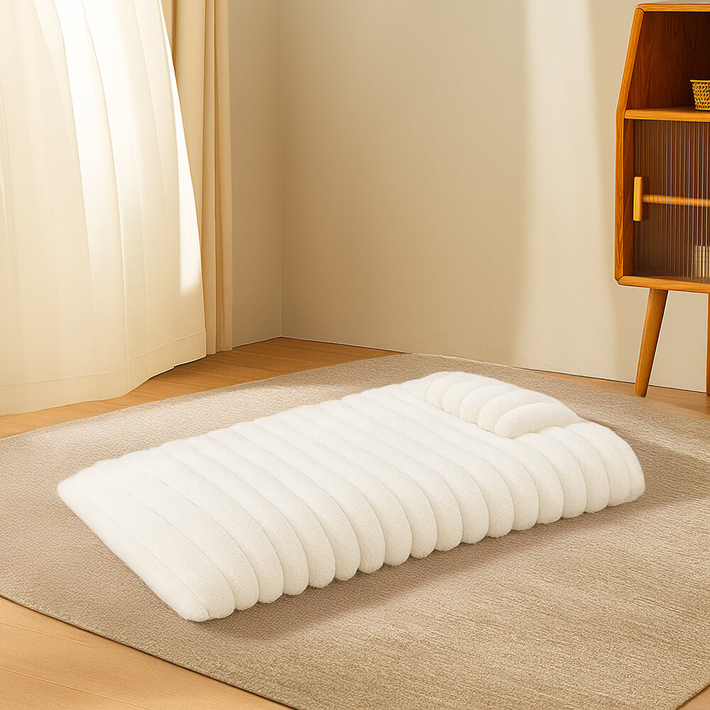 Plush Fluffy Thick Comfort Calming Dog Bed with Pillow