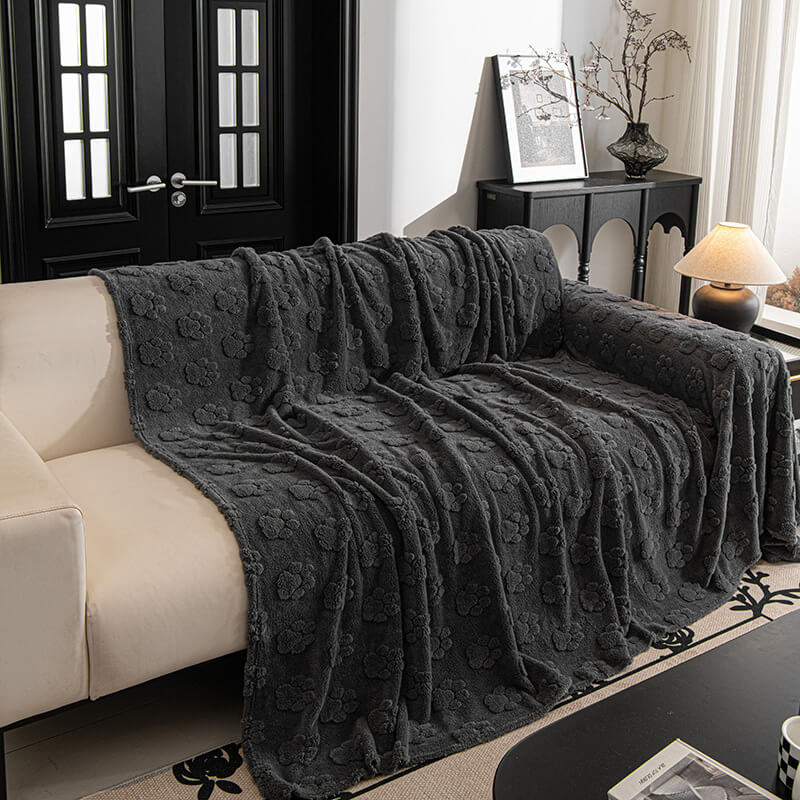 Plush Paw-Patterned Soft Sofa Protector Throw Sofa Cover