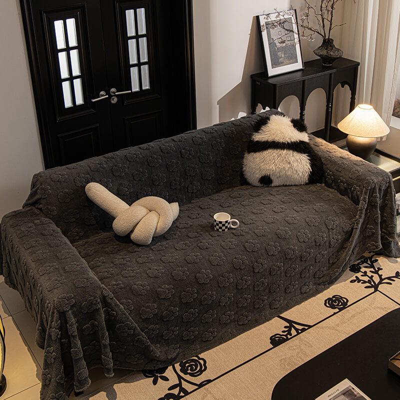 Plush Paw-Patterned Soft Sofa Protector Throw Sofa Cover