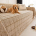 Plush Quilted Classic Checkered Comfortable Thickened Sofa Cover