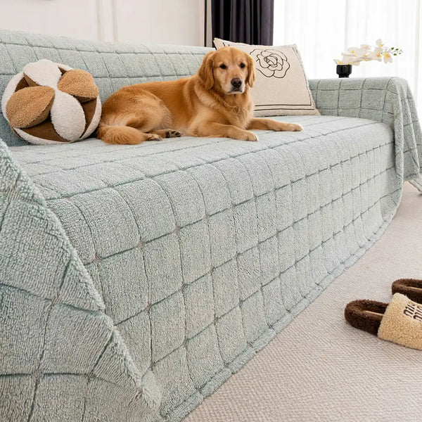 Plush Quilted Classic Checkered Comfortable Thickened Couch Cover