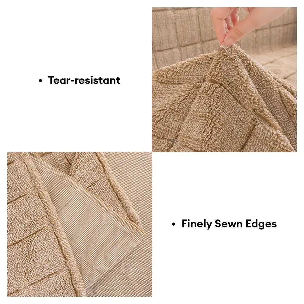 Plush Quilted Classic Checkered Comfortable Thickened Sofa Cover