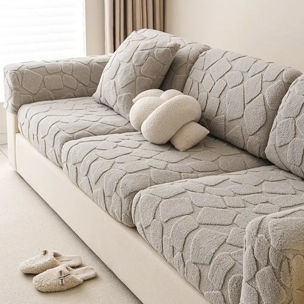 Plush Stone-Shaped Creative Texture Stretch Universal Fully Fitted Sofa Cover