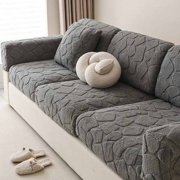 Plush Stone-Shaped Creative Texture Stretch Universal Fully Fitted Sofa Cover
