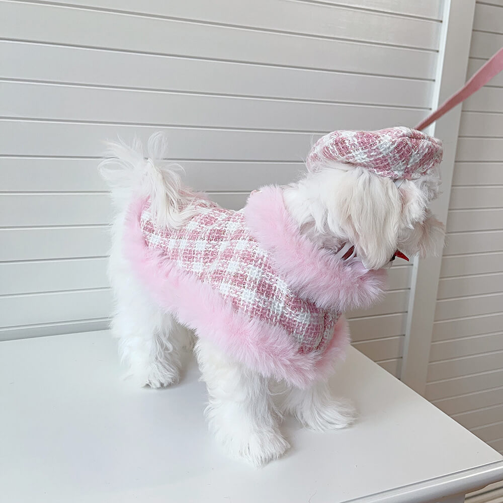 Ensemble d'accessoires de laisse de cape de béret de chien et de chat de style princesse