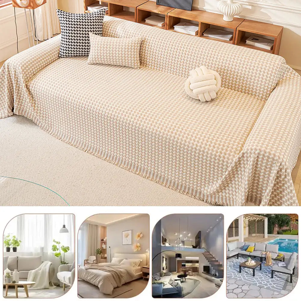 Puzzle Textured Chenille Scratch-Resistant Sofa Large Blanket Sofa Cover
