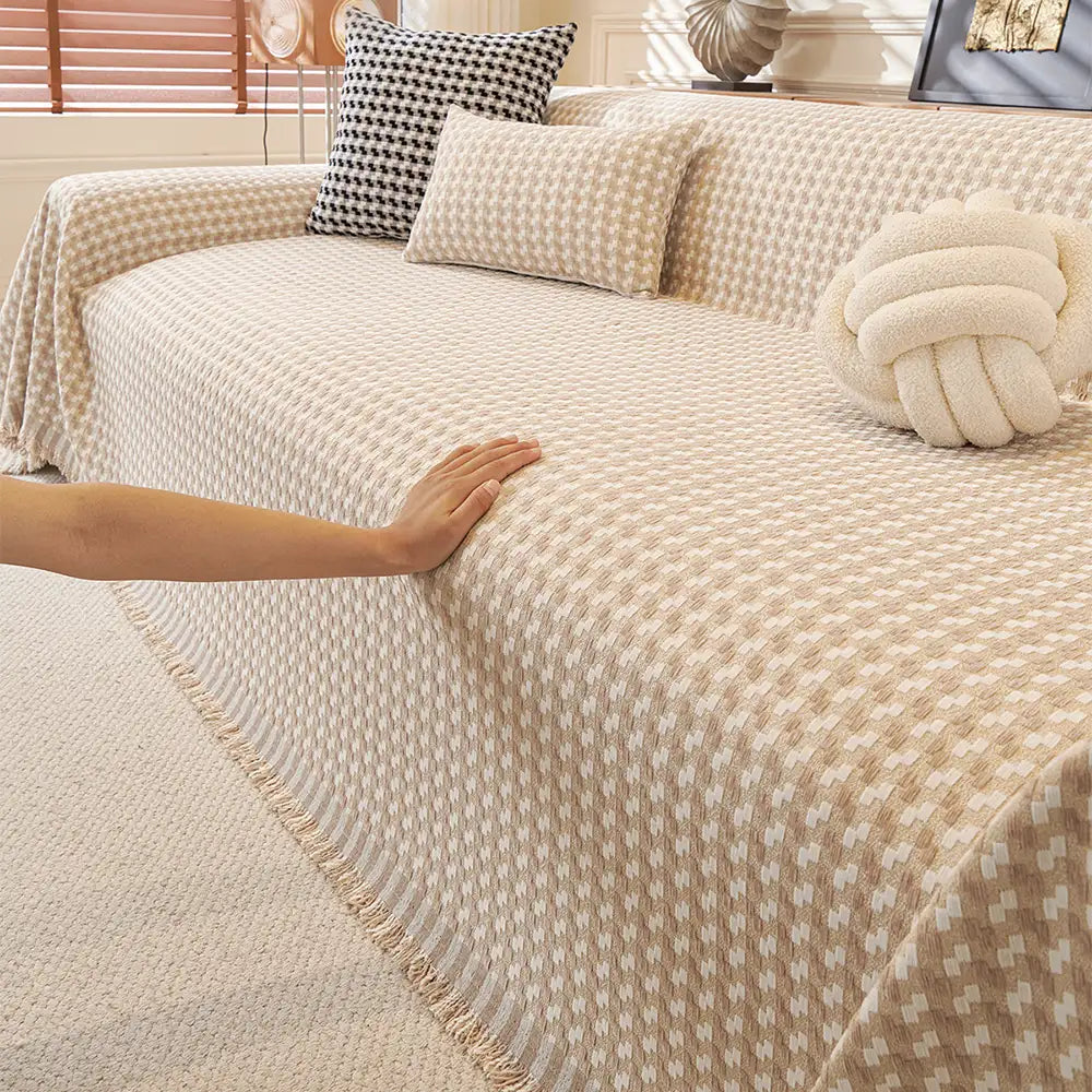 Puzzle Textured Chenille Scratch-Resistant Sofa Large Blanket Sofa Cover