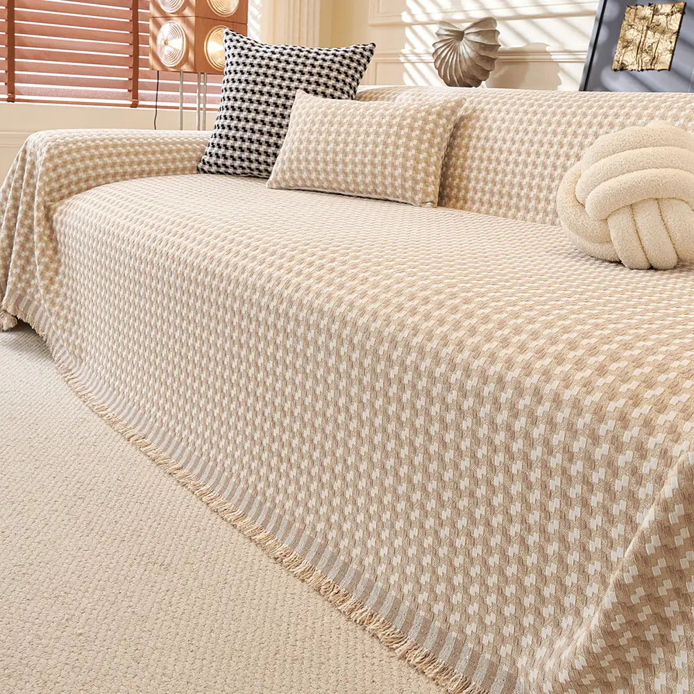 Puzzle Textured Chenille Scratch-Resistant Sofa Large Blanket Sofa Cover