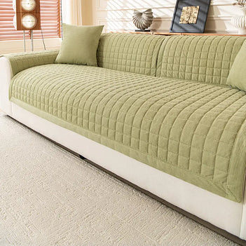 Quilted Square Simple Comfortable Sofa Protector Non-Slip Sofa Cover
