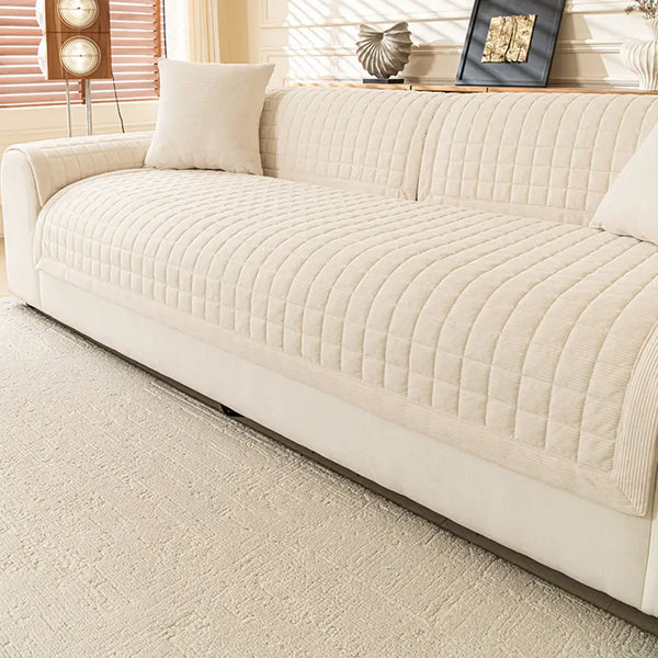 Quilted Square Simple Comfortable Sofa Protector Non-Slip Sofa Cover