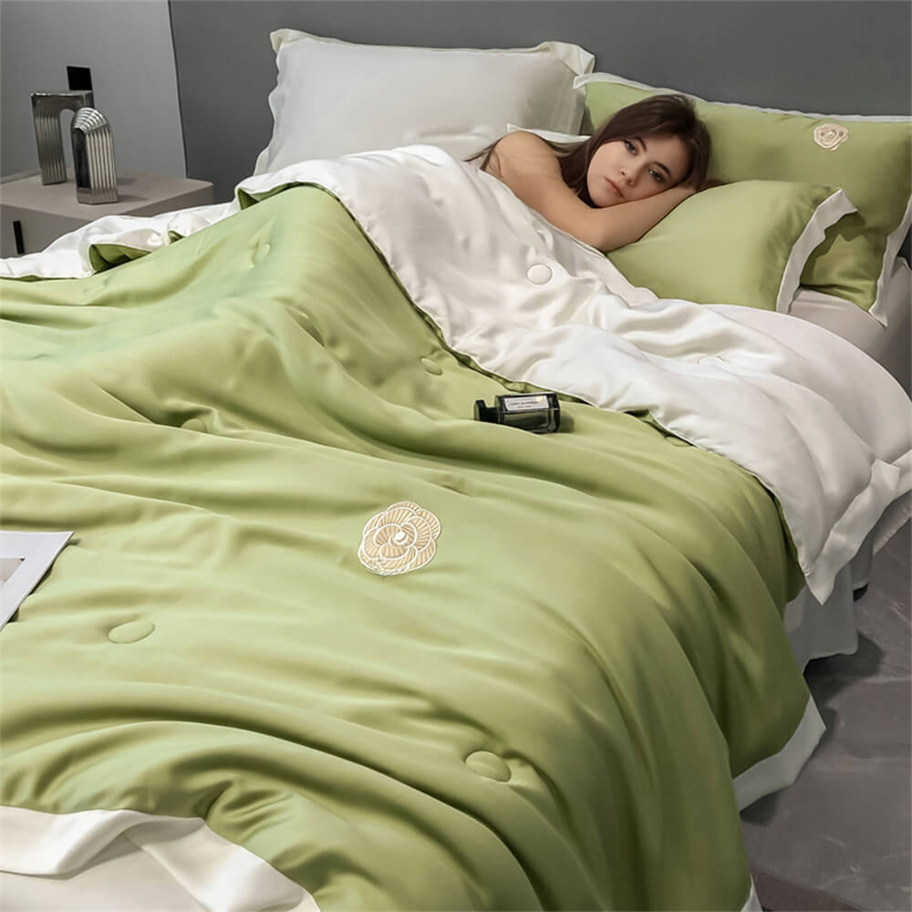 Reversible Two-Tone Premium Silky Cooling Bed Sheet Set