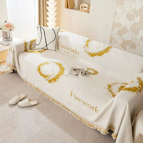 Simple Double-Sided Plush Yarn Scratch-Resistant Comfortable Sofa Cover - Fireworks