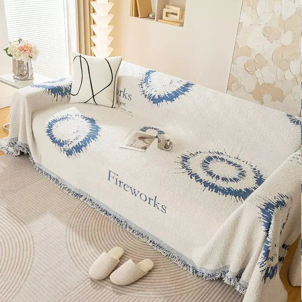 Simple Double-Sided Plush Yarn Scratch-Resistant Comfortable Sofa Cover - Fireworks