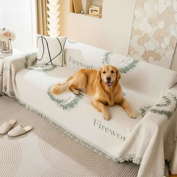 Simple Double-Sided Plush Yarn Scratch-Resistant Comfortable Sofa Cover - Fireworks