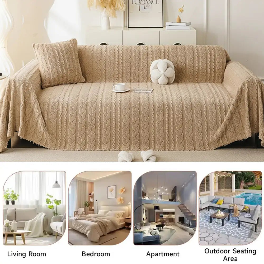 Simple Thickened Soft Fleece Fabric Sofa Protection Sofa Cover