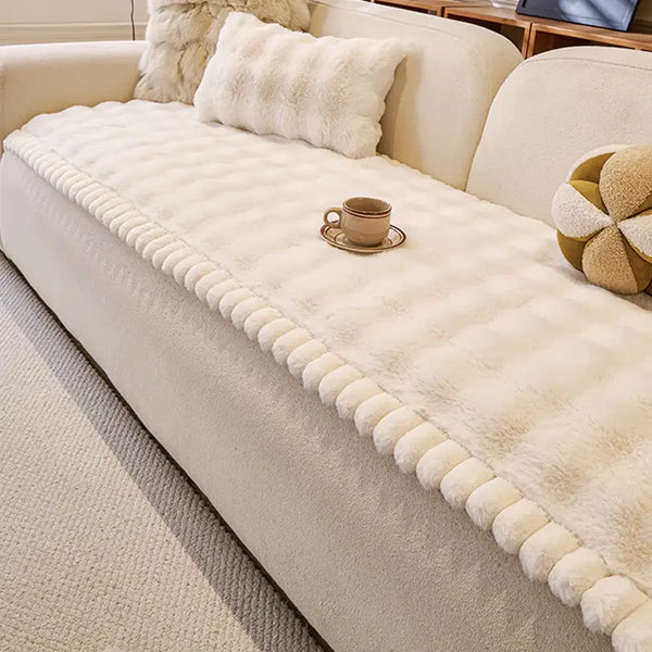 Soft Faux Rabbit Plush Thick Skin-Friendly Non-Slip Sofa Cover