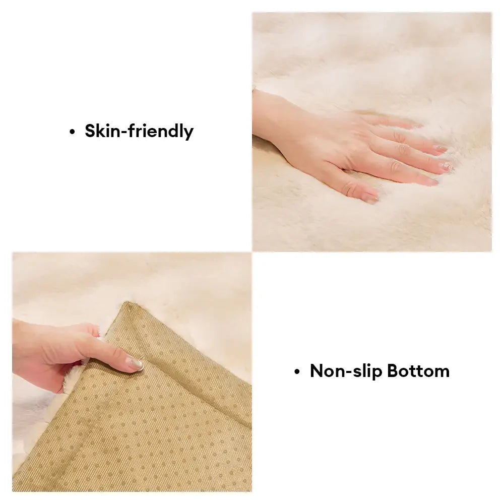 Soft Faux Rabbit Plush Thick Skin-Friendly Non-Slip Sofa Cover