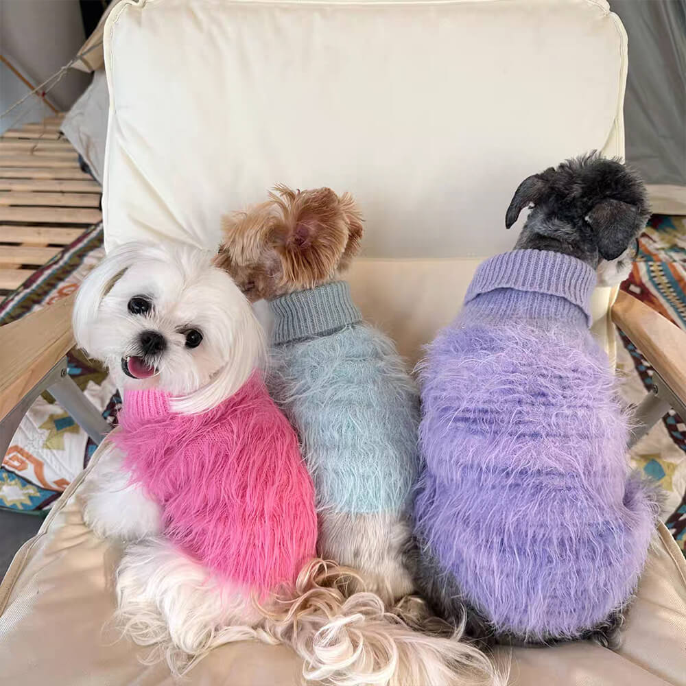 Soft Fluffy Fashion Luxurious Dog Turtleneck Knit Sweater