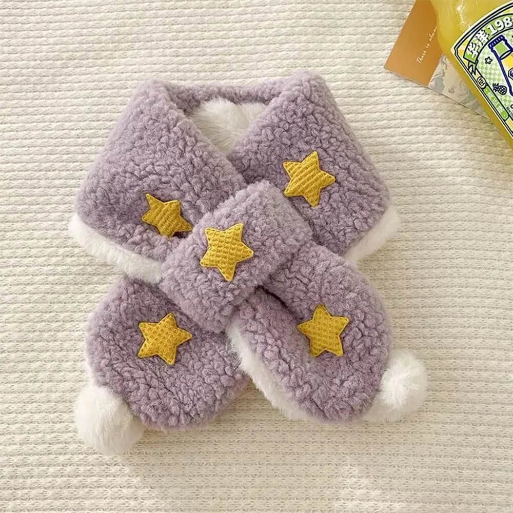 Soft Plush Delicate Stars Pom Pom Decorative Dog Scarf