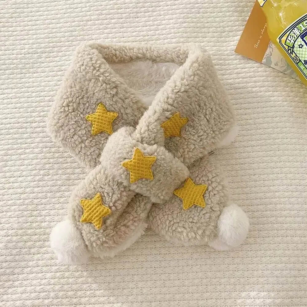 Soft Plush Delicate Stars Pom Pom Decorative Dog Scarf