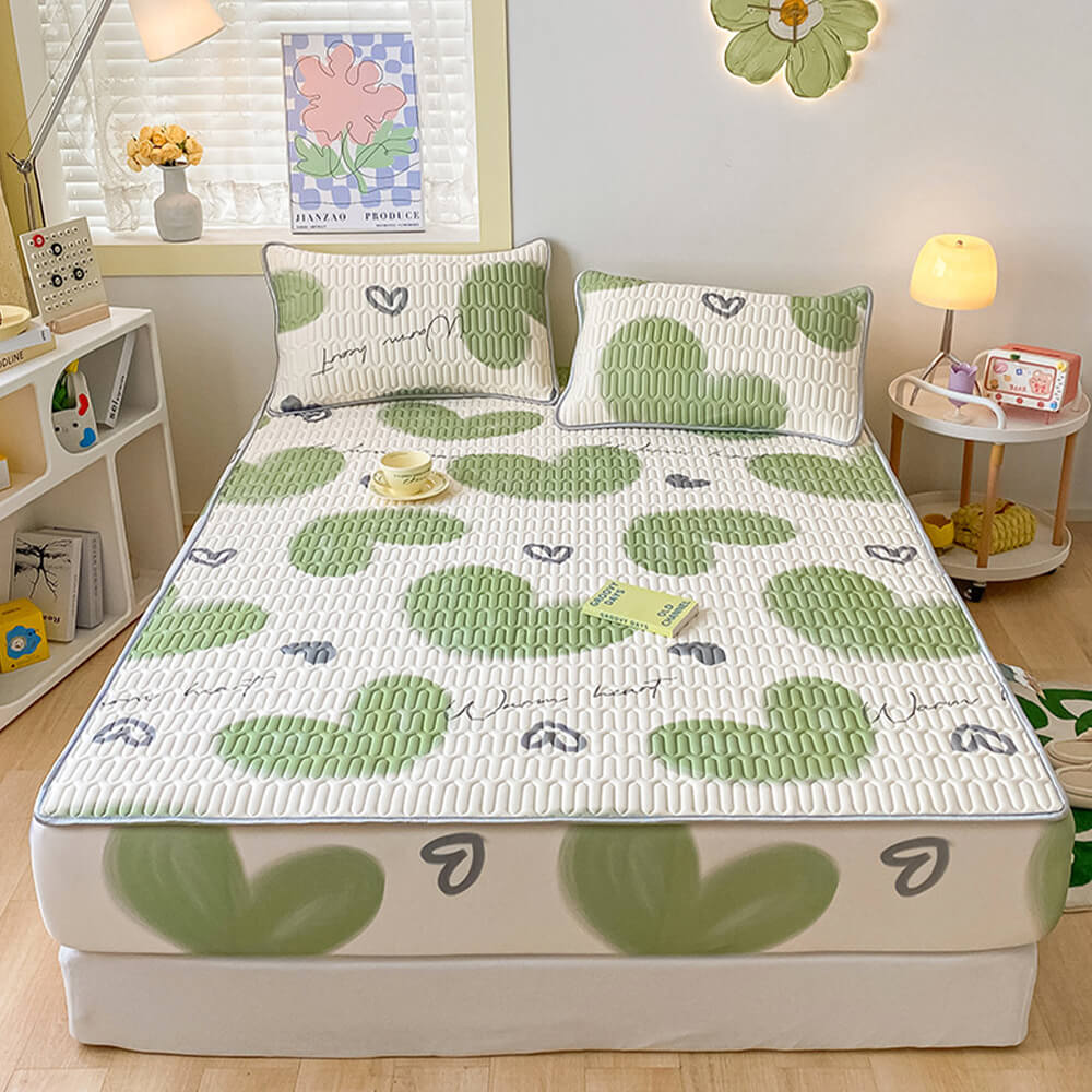 Soft Printed Cooling Quilted Latex Fitted Sheet Mattress Cover