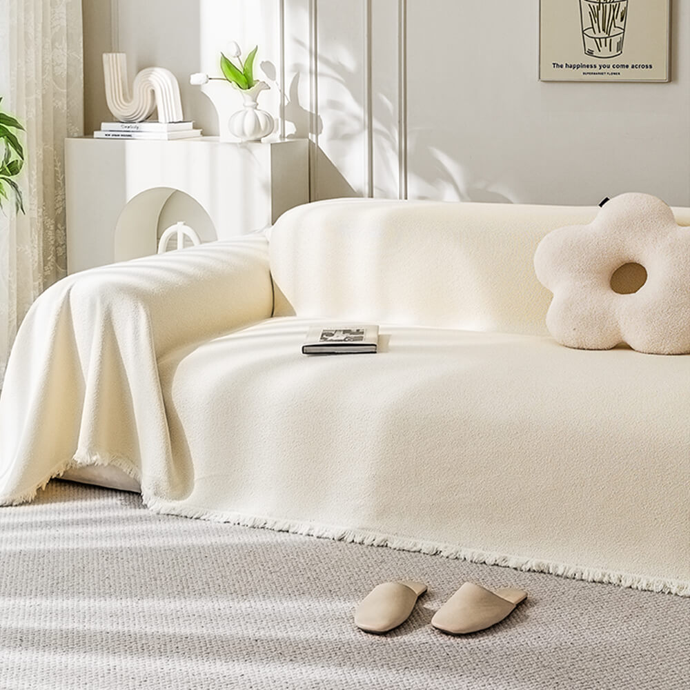 Soft Water-resistant Teddy Plush Throw Sofa Cover