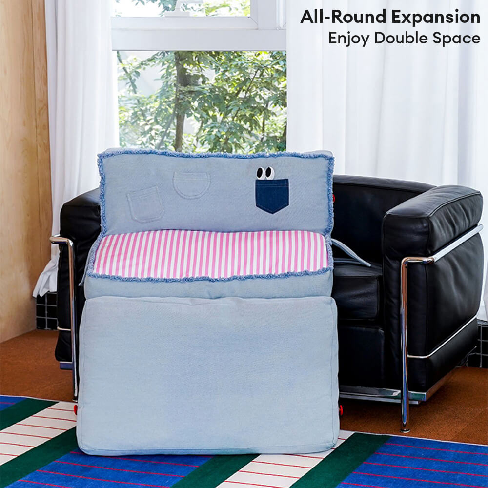 Spacious Foldable Denim Multi-Functional Dog & Cat Sofa Bed