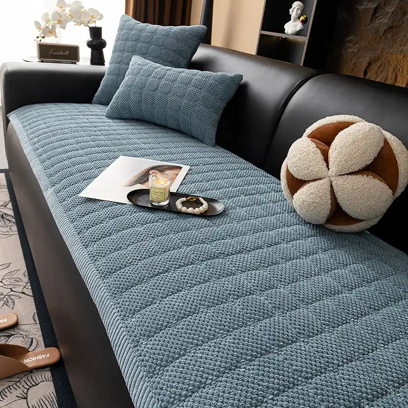Square Corduroy Anti-Scratch Fabric Pet Friendly Non-Slip Sofa Cover