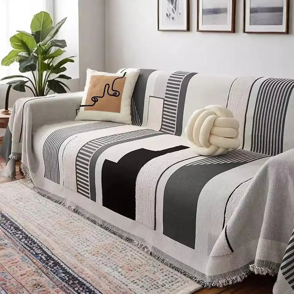 Stripe Art Scratch Resistant Chenille Multifunctional Sofa Protector Sofa Cover