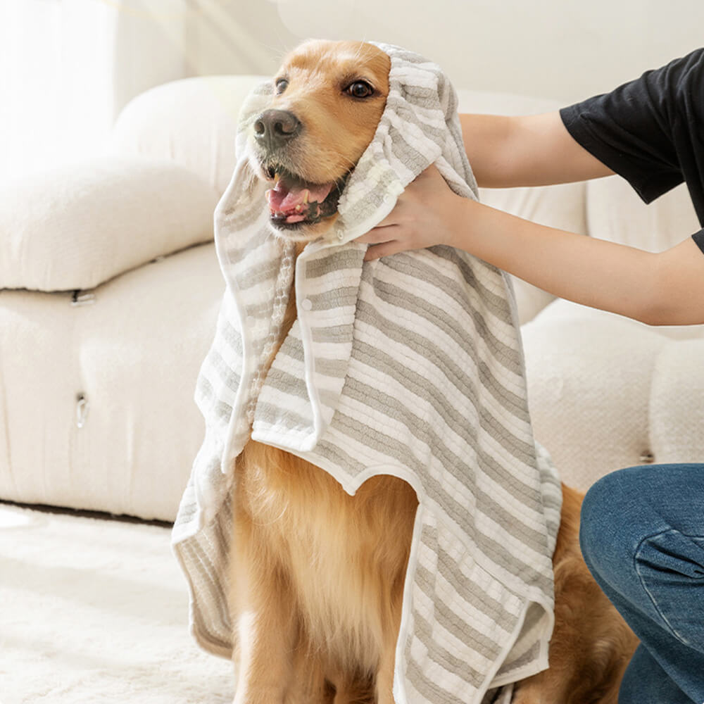 Striped Absorbent Thick Large Skin-Friendly Multi-Purpose Dog Bathrobe Towel