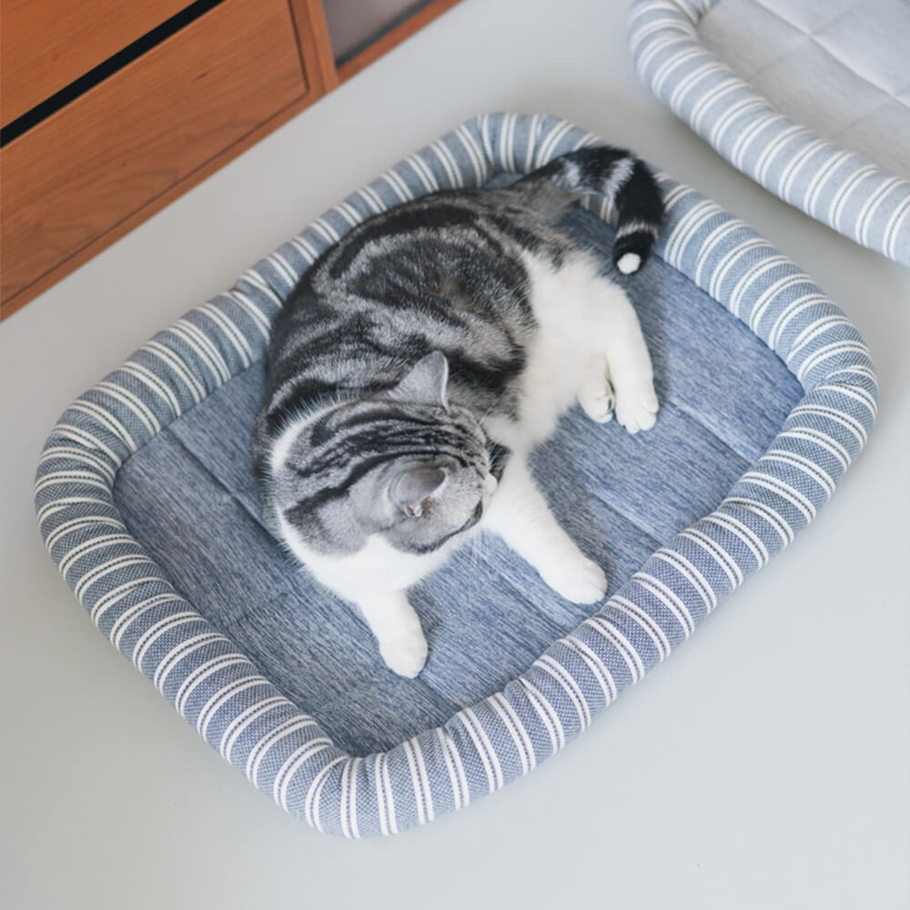 Stylish Striped Cooling Ice Silk Soft Dog & Cat Bed Mat