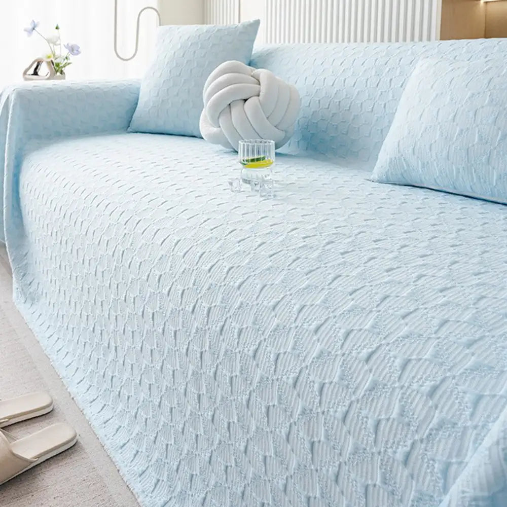 Textured Cooling Ice Silk Skin-Friendly Breathable Sofa Blanket Washable Sofa Cover