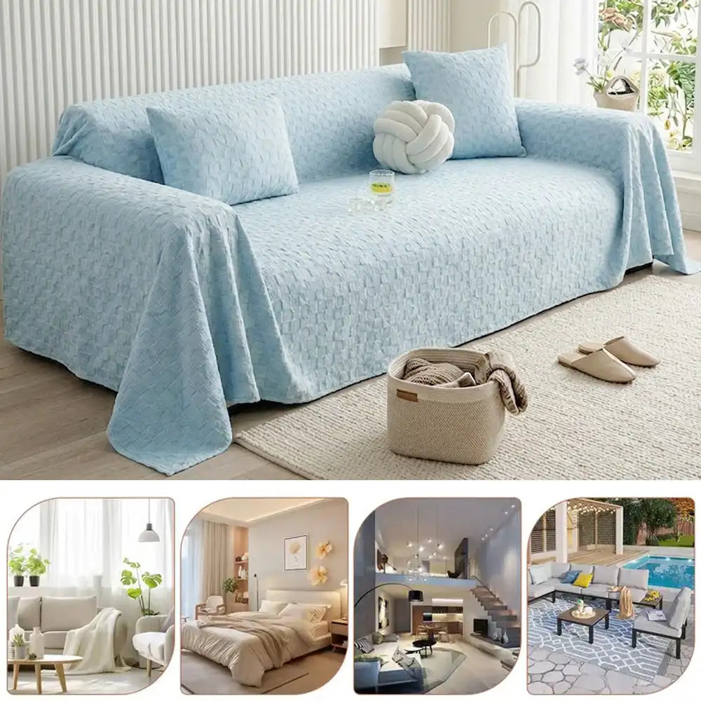 Textured Cooling Ice Silk Skin-Friendly Breathable Sofa Blanket Washable Sofa Cover