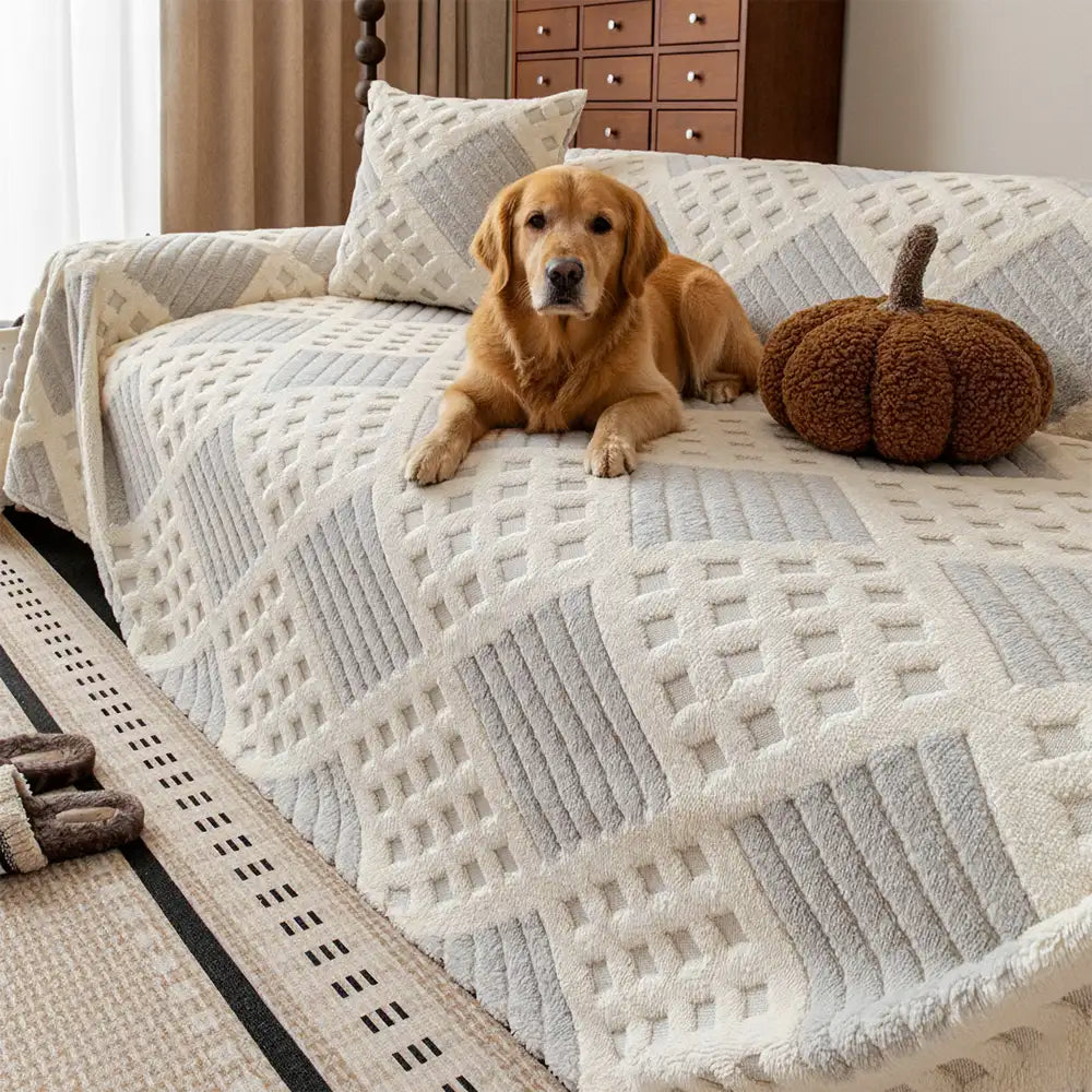 Thickened Plush Diamond Jacquard Sofa Scratch-Resistant Sofa Cover