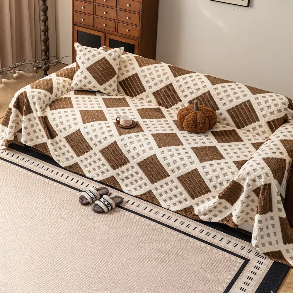 Thickened Plush Diamond Jacquard Sofa Scratch-Resistant Sofa Cover