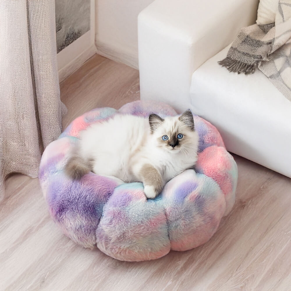 Tie-Dye Flower Shaped Fluffy Sleep Cozy Dog & Cat Bed