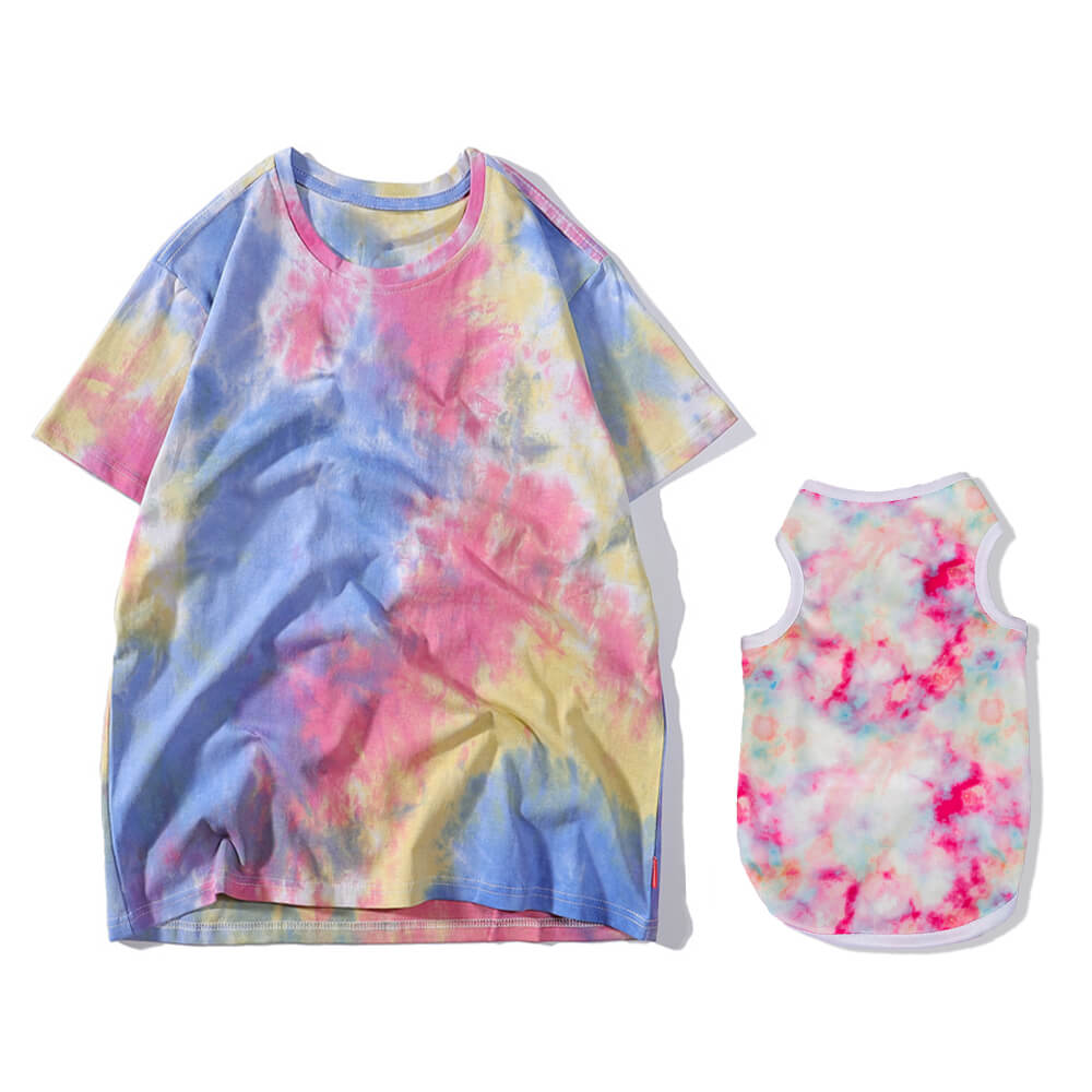Tie Dye Cotton T-Shirt Pet and Owner Matching Set