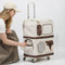 Travel Carrier Double-Layer Foldable Cat Bag with Detachable Trolley