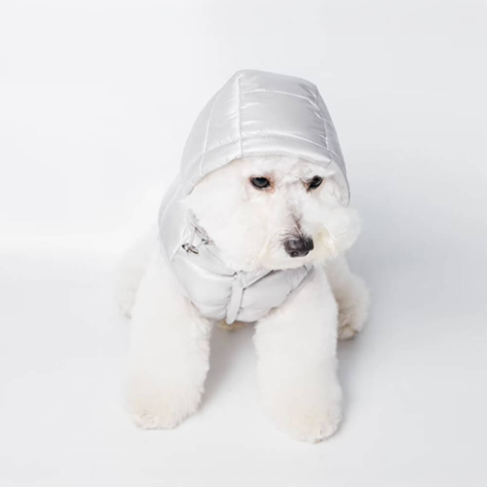 Trendy Lightweight Warm Dog Hooded Vest with D-Ring Leash