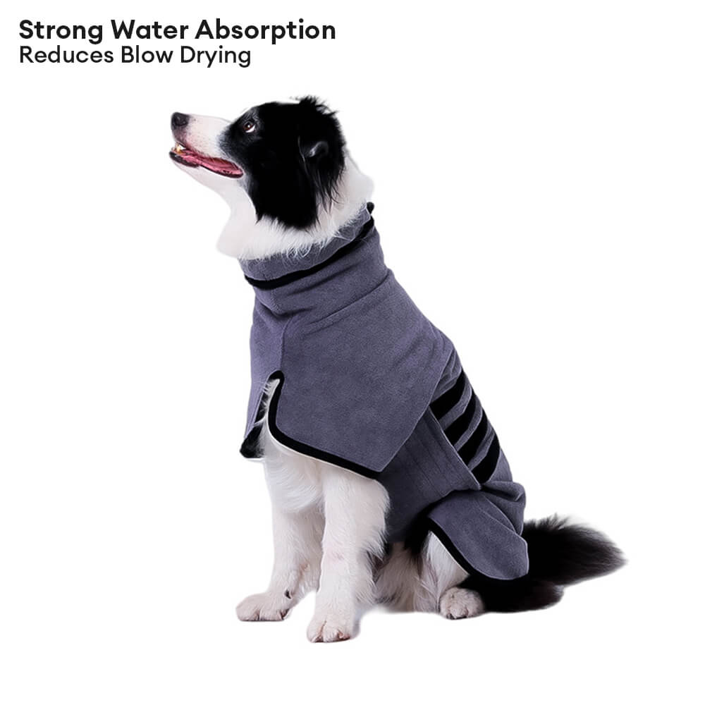 Ultra Absorbent Quick-Dry Microfiber Adjustable Velcro Turtleneck Dog Bathrobe