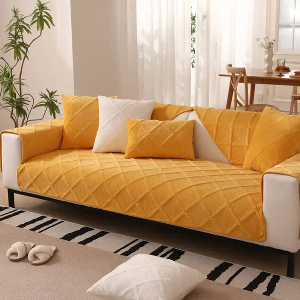 Velvety Soft Short Plush Modern Interiors Sofa Cover