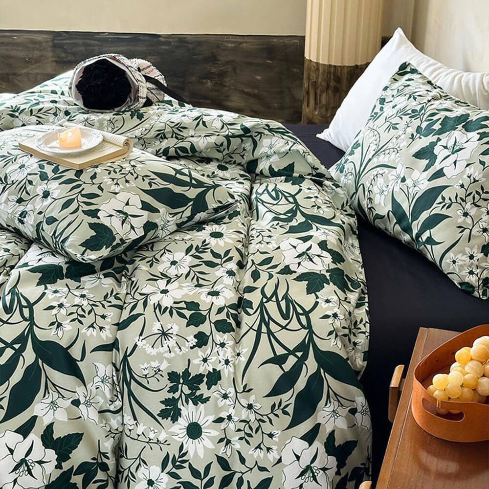 Vintage French Floral Cotton Duvet Cover Bed Sheet Set