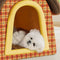Vintage Plaid Cozy Plush Warm Foldable Cat Cave Dog House