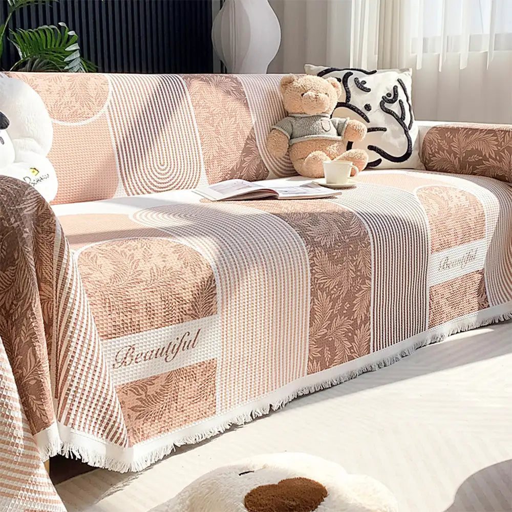 Waffle Texture Fabric Breathable Skin-Friendly Furniture Decorative Couch Cover