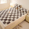 Surmatelas et taie d'oreiller en peluche à damier chaud