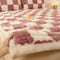 Surmatelas et taie d'oreiller en peluche à damier chaud