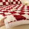 Surmatelas et taie d'oreiller en peluche à damier chaud